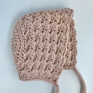 Handmade Crochet Baby Bonnet 6-12M Dusty Pink
